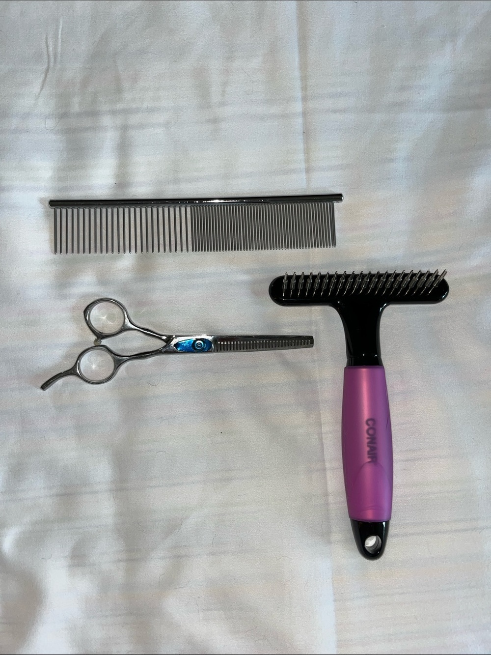 Grooming Tools 3 Piece Set Conair Undercoat Rake, Steel Scissors & Comb